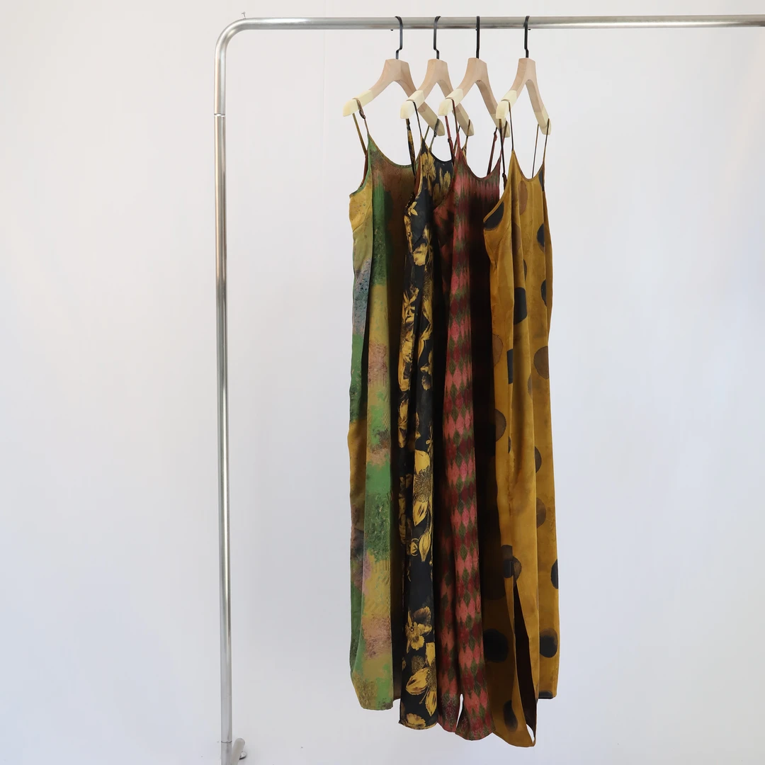 浔象丝绸桑蚕丝香云纱吊带连衣裙