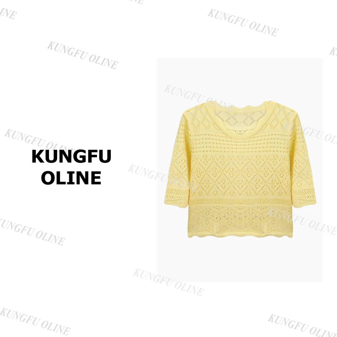 现现【小妖】MY1972宽松镂空设计针织衫女套头温柔风上衣