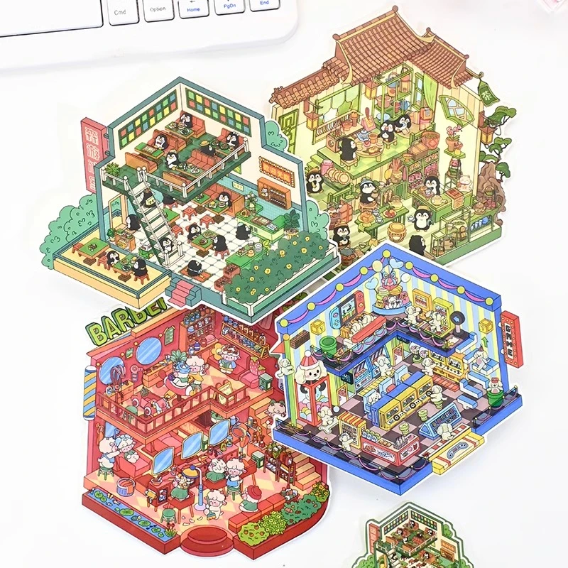 森游正版8.0新款造景贴纸微缩场景造景贴纸2.5D迷你手工diy贴画