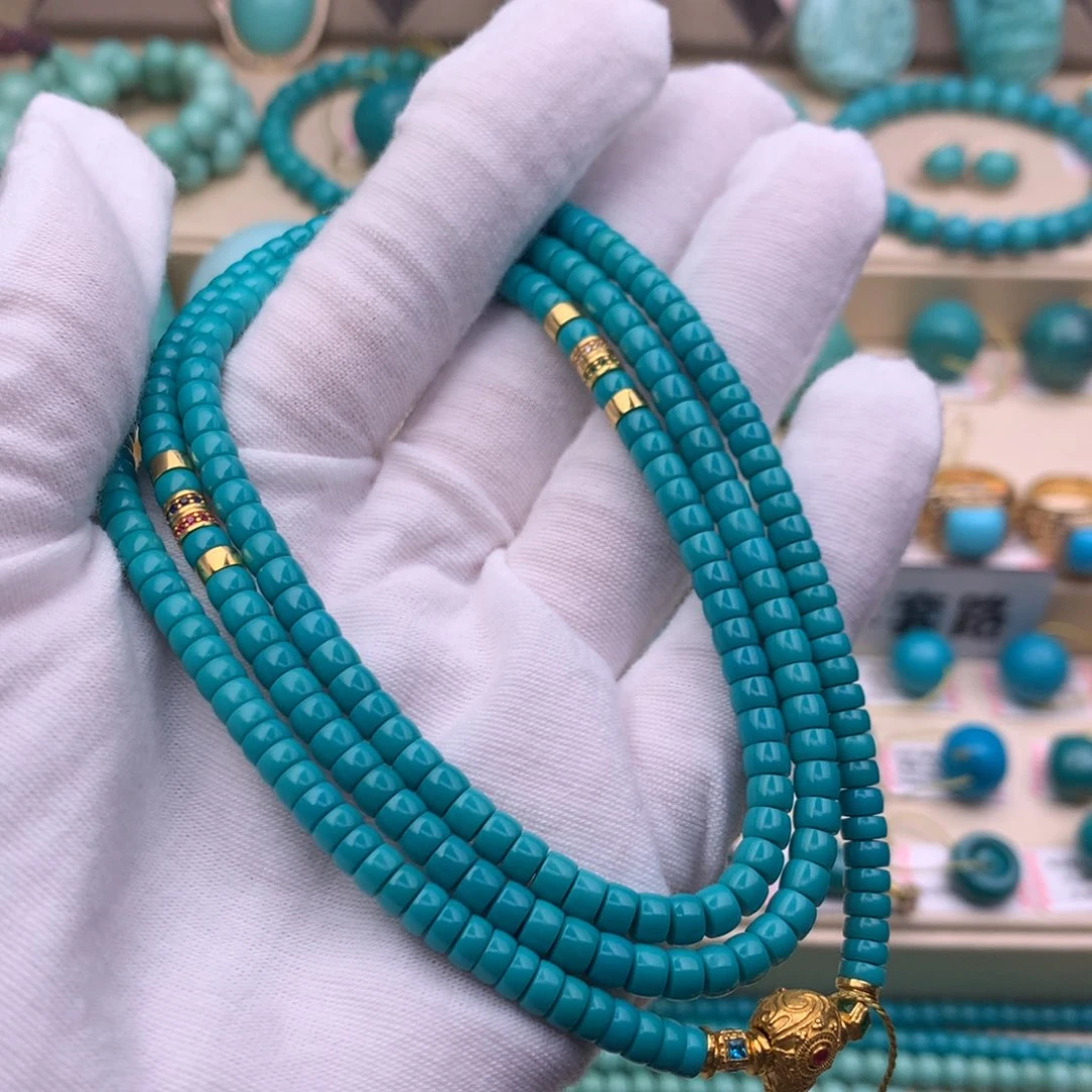 绿松石18K金镶嵌珠宝奇石