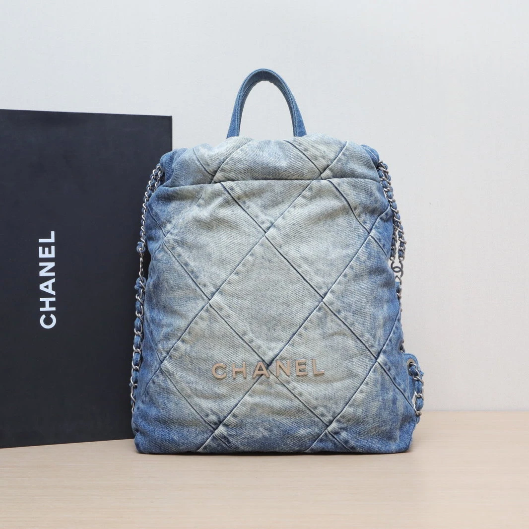 95新 Chanel/香奈儿 【双双活动】22Bag 双肩包 小号 29牛仔 芯片