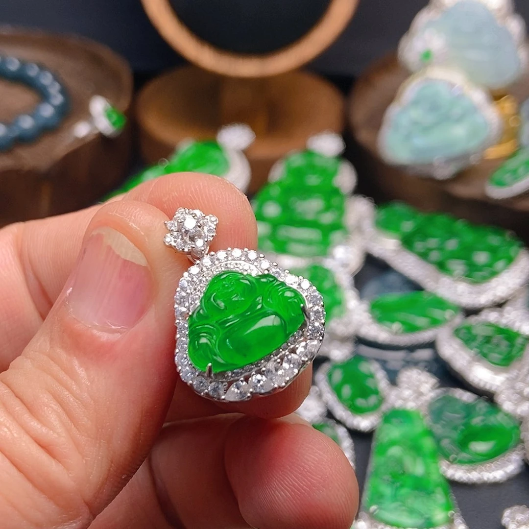 翡翠吊坠(不含链)银S925镶嵌887吊坠