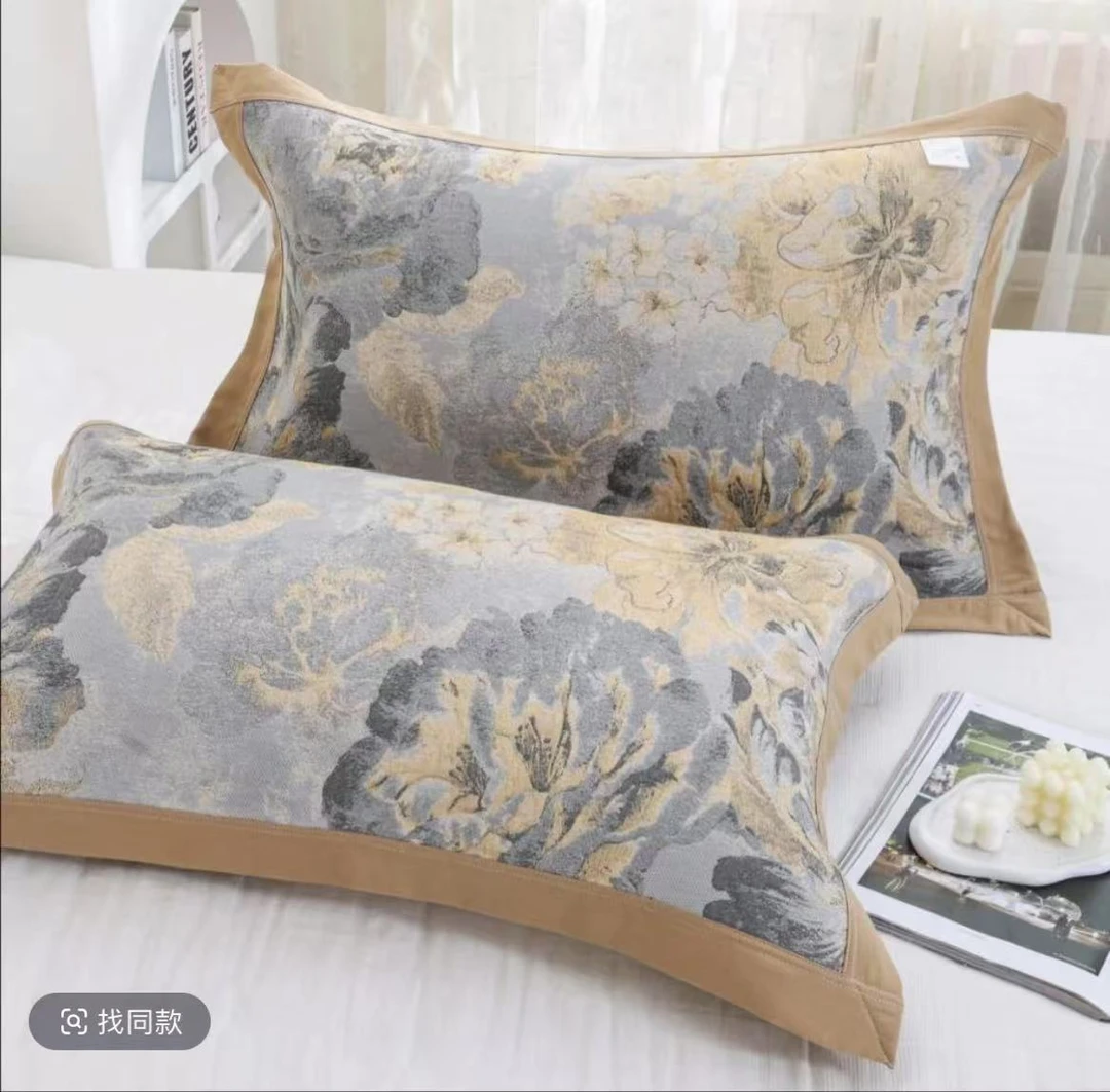 【蓝汐花影枕巾】52*78cm新款A类高档柔软亲肤透气加厚可机洗四季