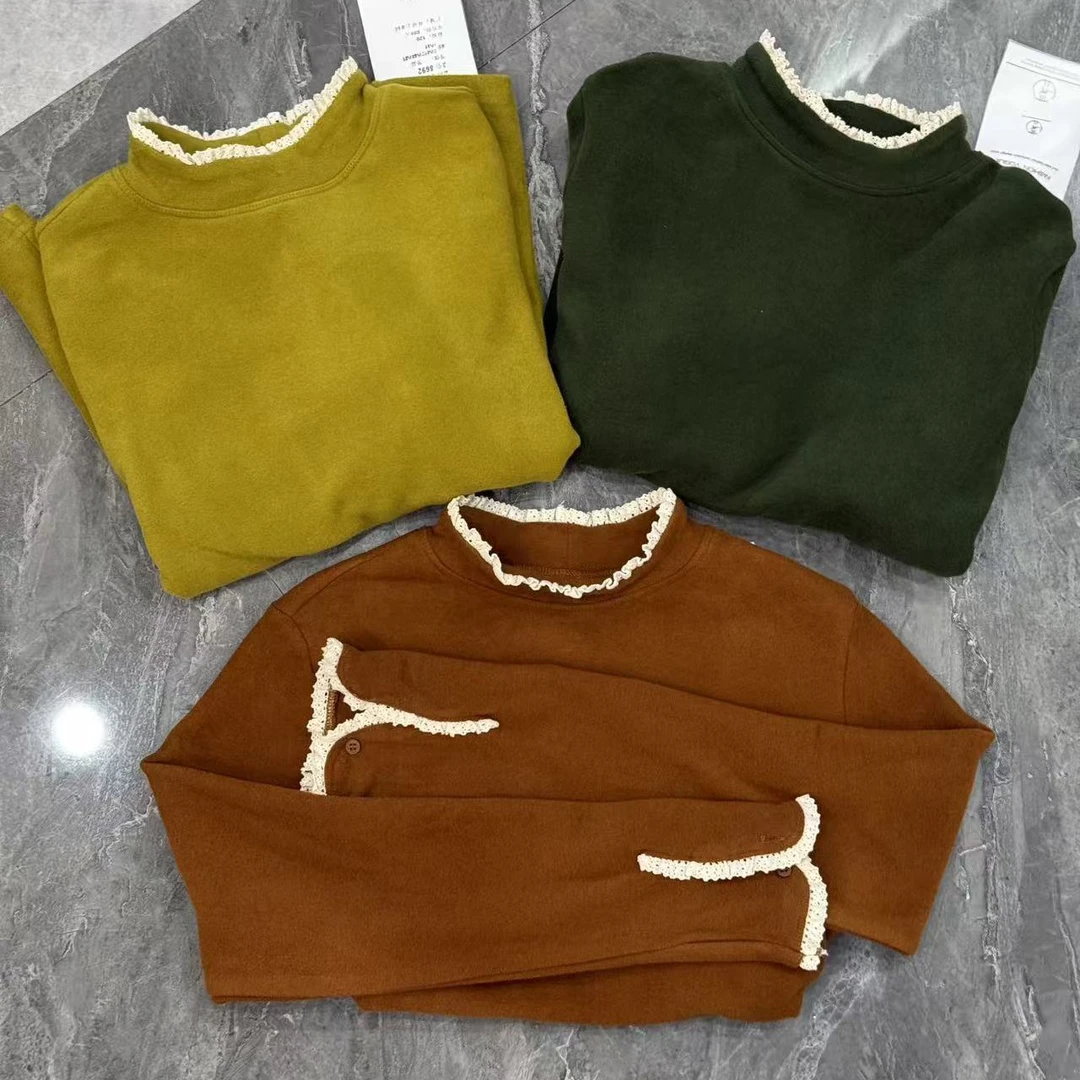 8692新款袖口设计感德绒弹力纯色半高领冬季打底