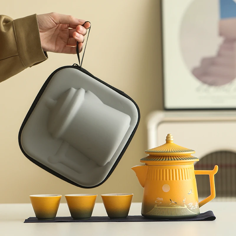 国潮故宫文创快客杯一壶三杯高档礼盒节日礼品送客户长辈商务定制