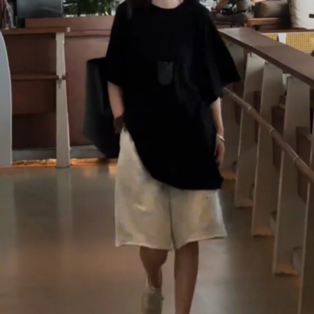 时尚潮流百搭休闲短袖宽松裤子女装