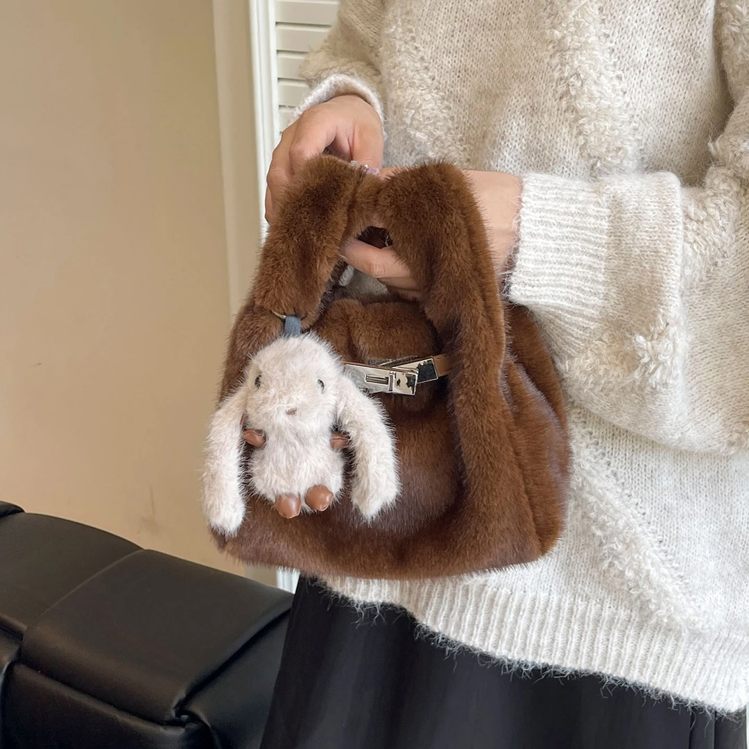 可爱毛绒小包2025简约时尚潮女式上班通勤单肩包手提高级感斜挎包