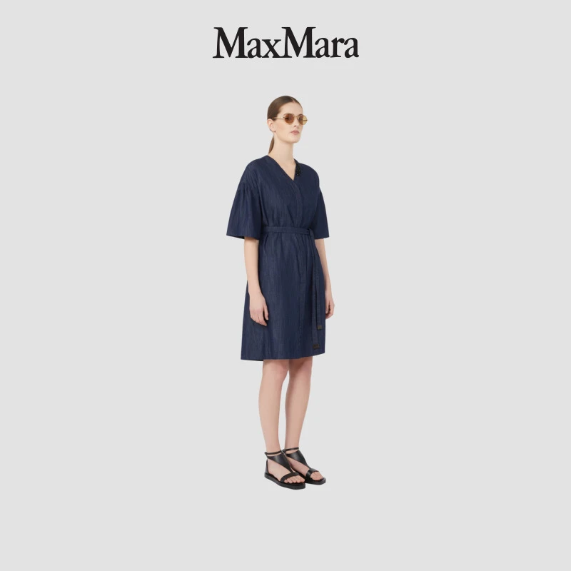 MaxMara 2025早秋新品女装棉质丹宁牛仔连衣裙9226035206