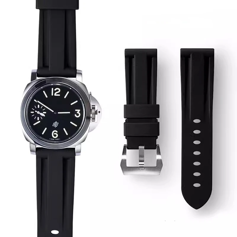 适用沛纳海手表氟橡胶表带Luminor 42 44 47mm专用进口橡胶表带男