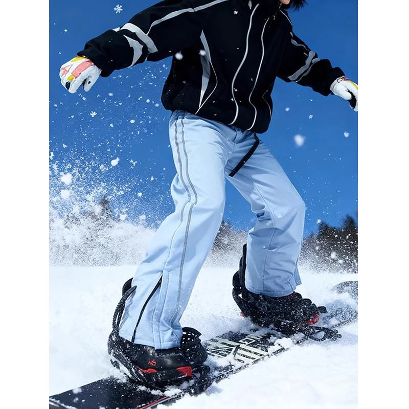 反光条单双板滑雪裤男女款冬季户外防风保暖耐磨加绒宽松版滑雪裤