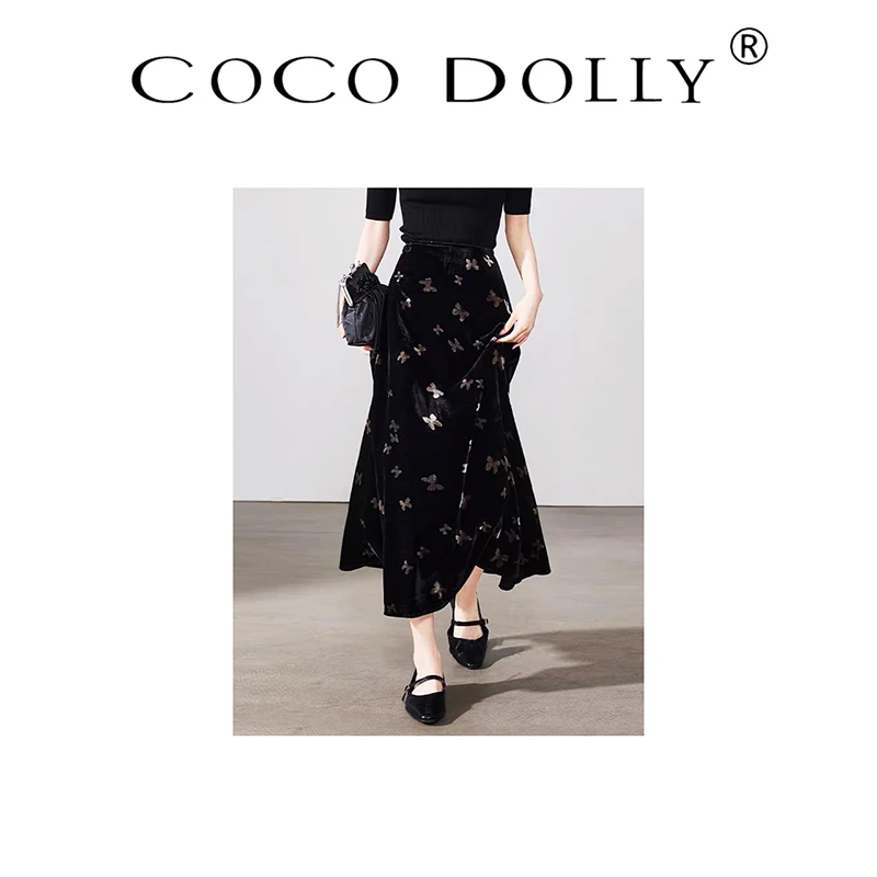 COCO DOLLY法式设计感印花半身裙高腰显瘦垂感百搭时尚半身裙9996