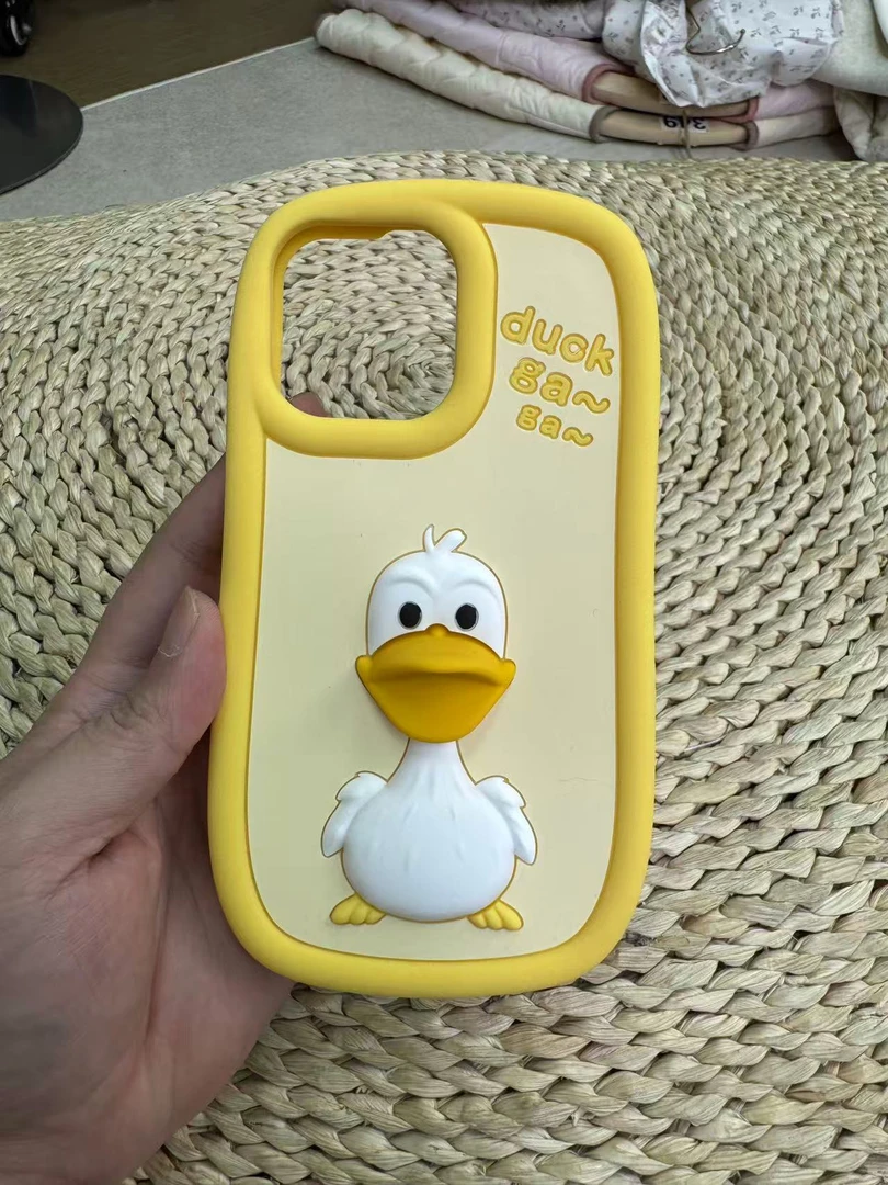多机型适用大嘴鸭子卡通可爱立体硅胶手机壳全包趣味搞怪