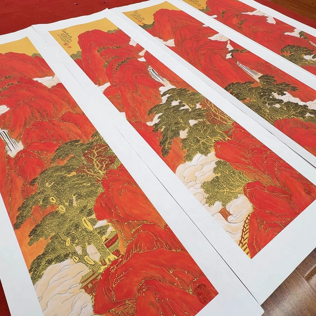 国画孙桂国四条屏