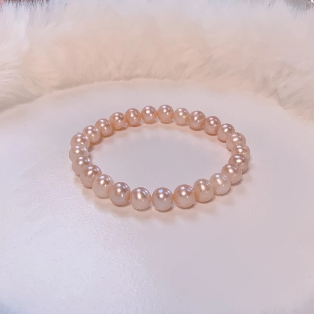 【香槟玫瑰】约6.5-7.5mm淡水无核珍珠手链气质经典简约  DSL00626