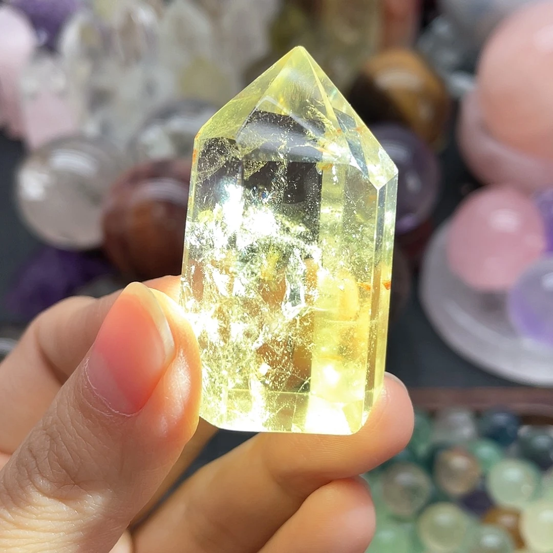 珠宝半成品未镶嵌水晶58黄水晶柱无暇