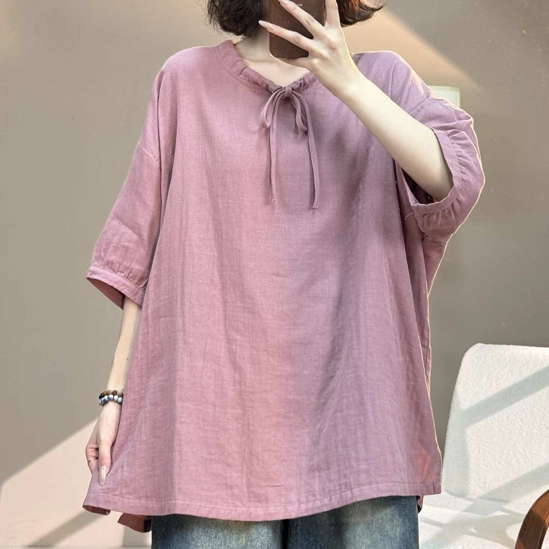 【璐璐家】短袖衬衫女2025夏季新款欧韩货设计感大版百搭显瘦上衣