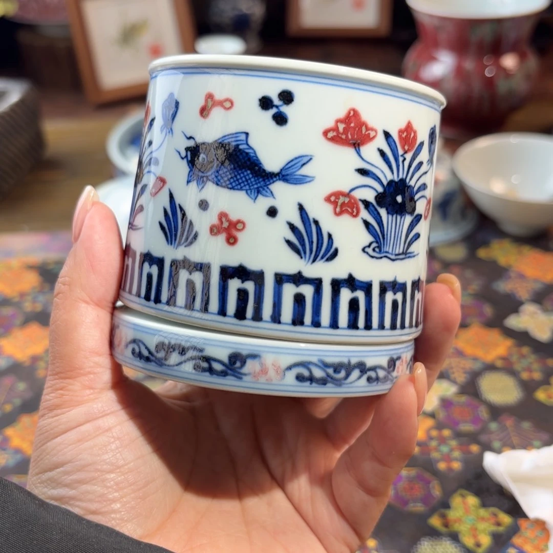 陶年末清仓青花手绘杯杯转转杯
