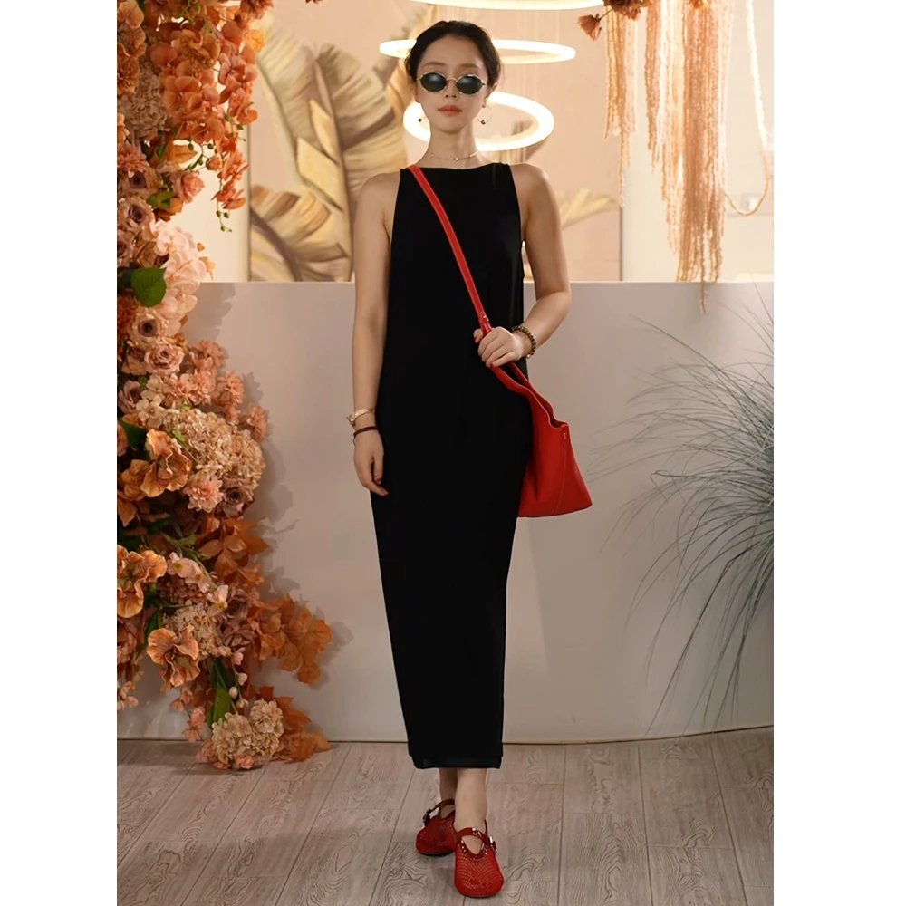 Y【叭哒不惑】月光女神 夏季极简风气质优雅背心裙百搭无袖连衣裙