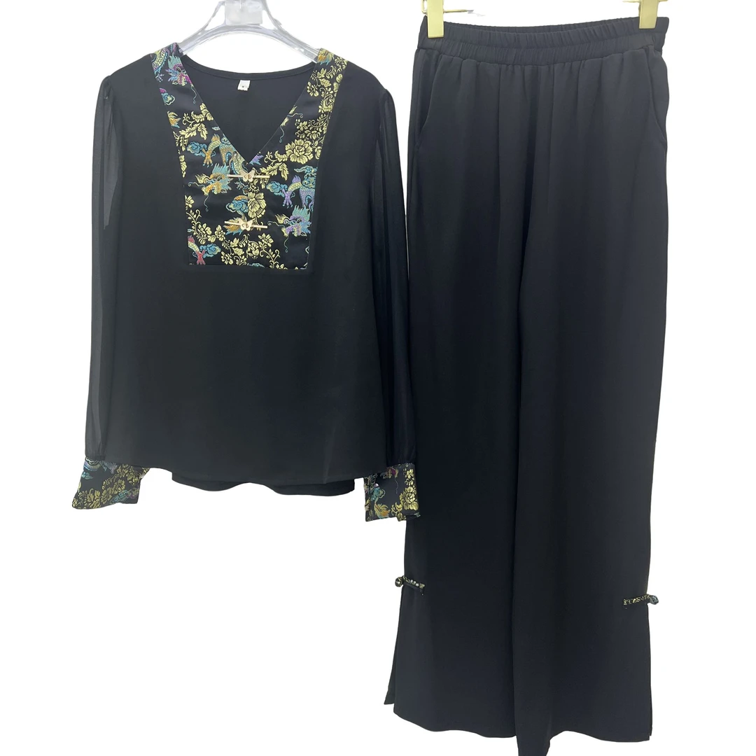 T351【维亿专属】V领宽松型衬衫长袖秋季网红女士女装小衫气质套装