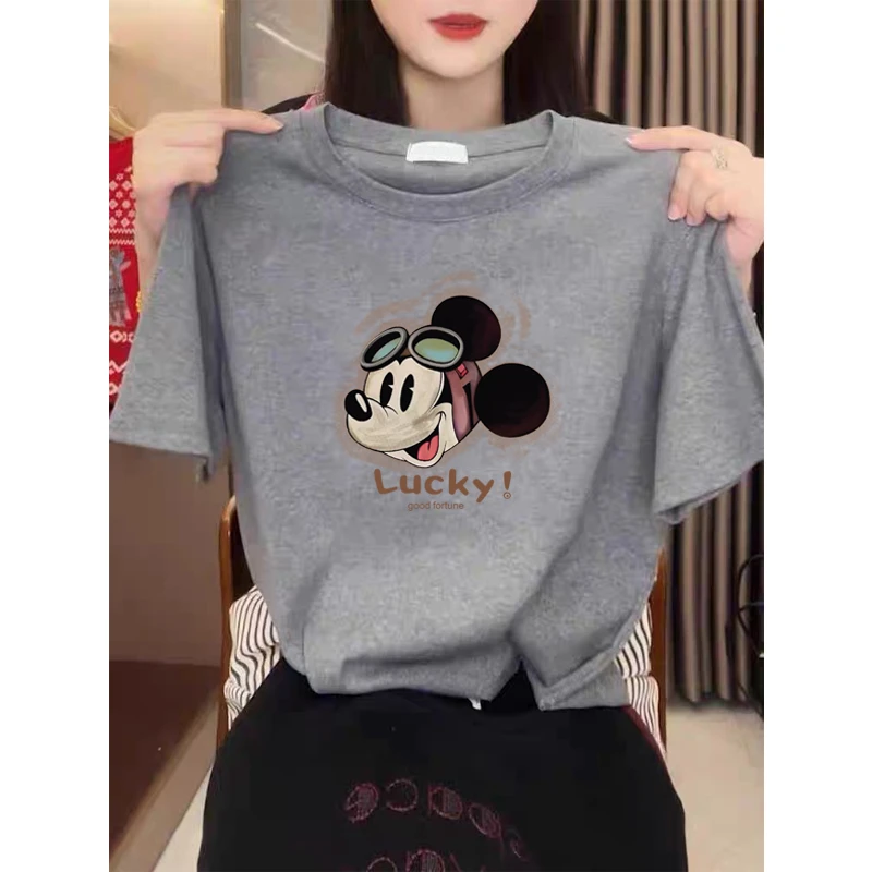 夏季圆领正肩短袖t恤女纯棉新款百搭休闲半袖宽松上衣显瘦体恤衫T