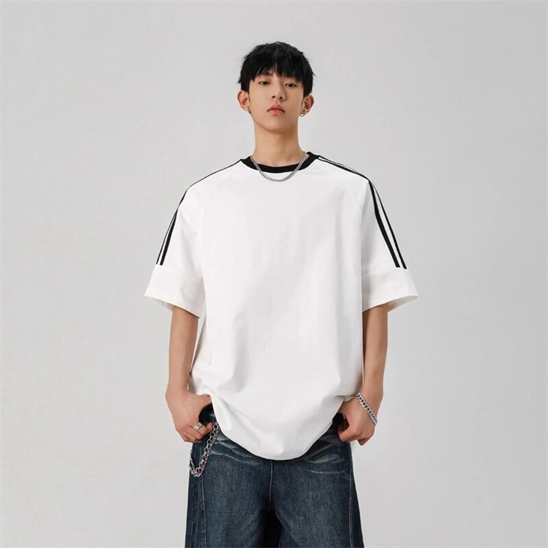 Cebrodz潮流新款短袖t恤男士2025春季美式青少年宽松百搭圆领半袖