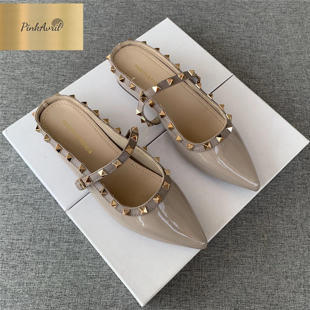 PinkAvril百搭女夏外穿气质铆钉平底凉拖鞋懒人单鞋一脚蹬内凉鞋