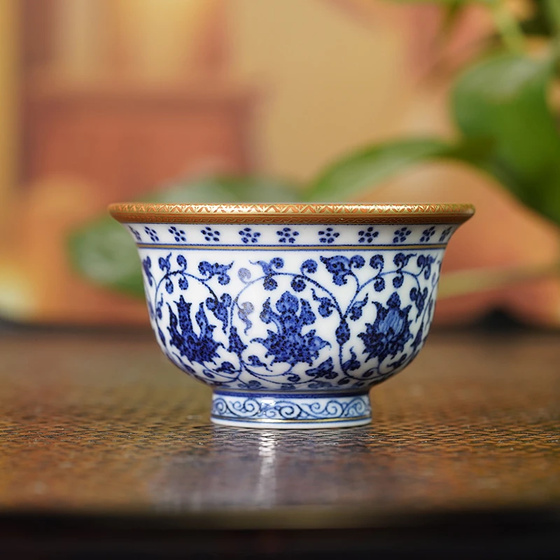 【李校长专属】李校长缠枝矾红花心压手杯（一塌糊涂） lxz3 陶瓷