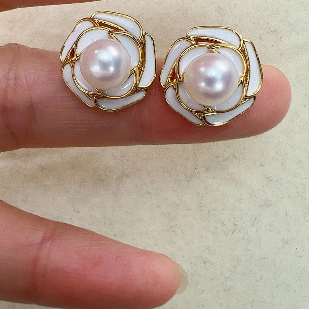 淡水珍珠耳饰合金