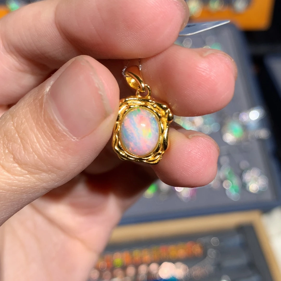 银S925镶嵌欧泊欧泊吊坠y