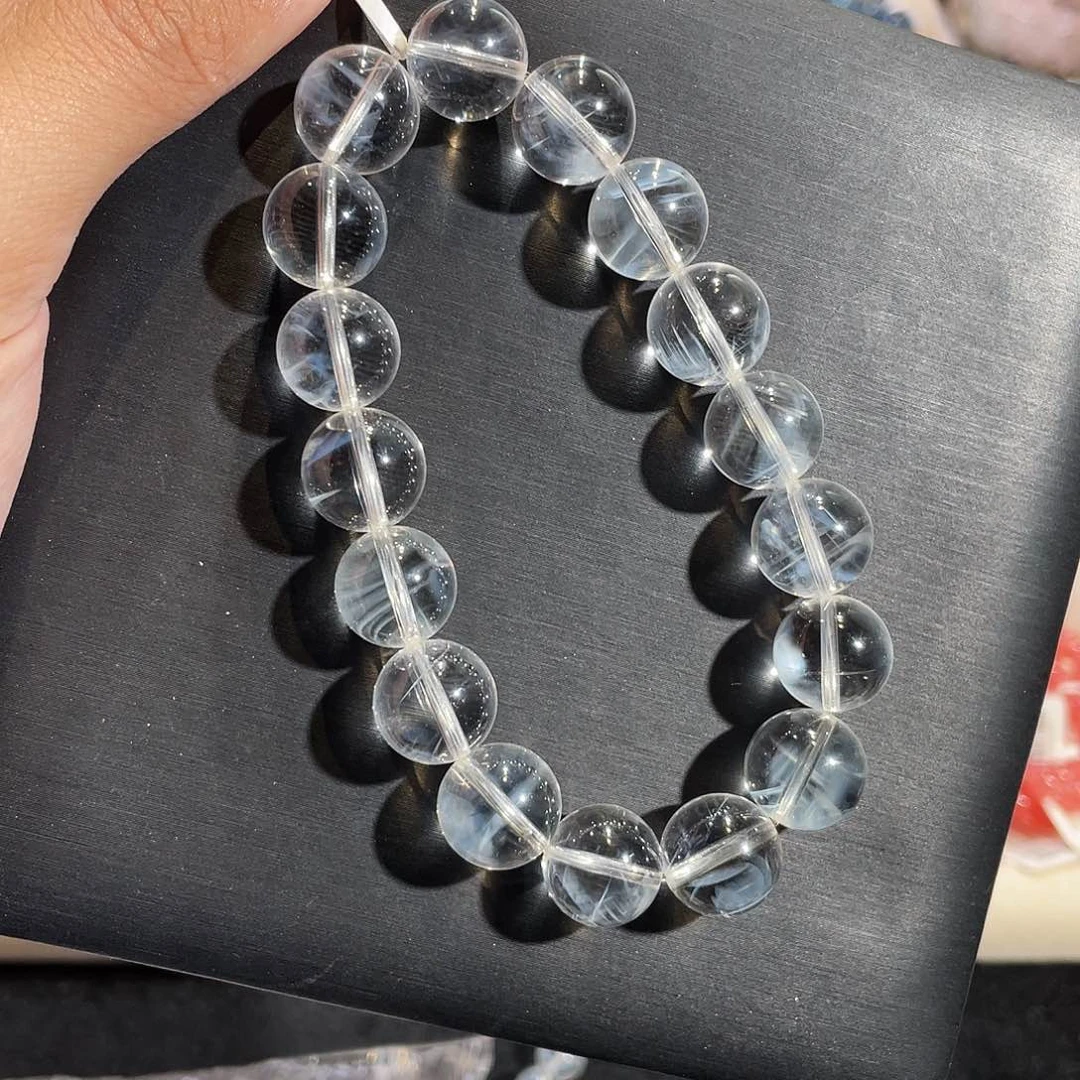 水晶手链未镶嵌蓝针白水晶12.5