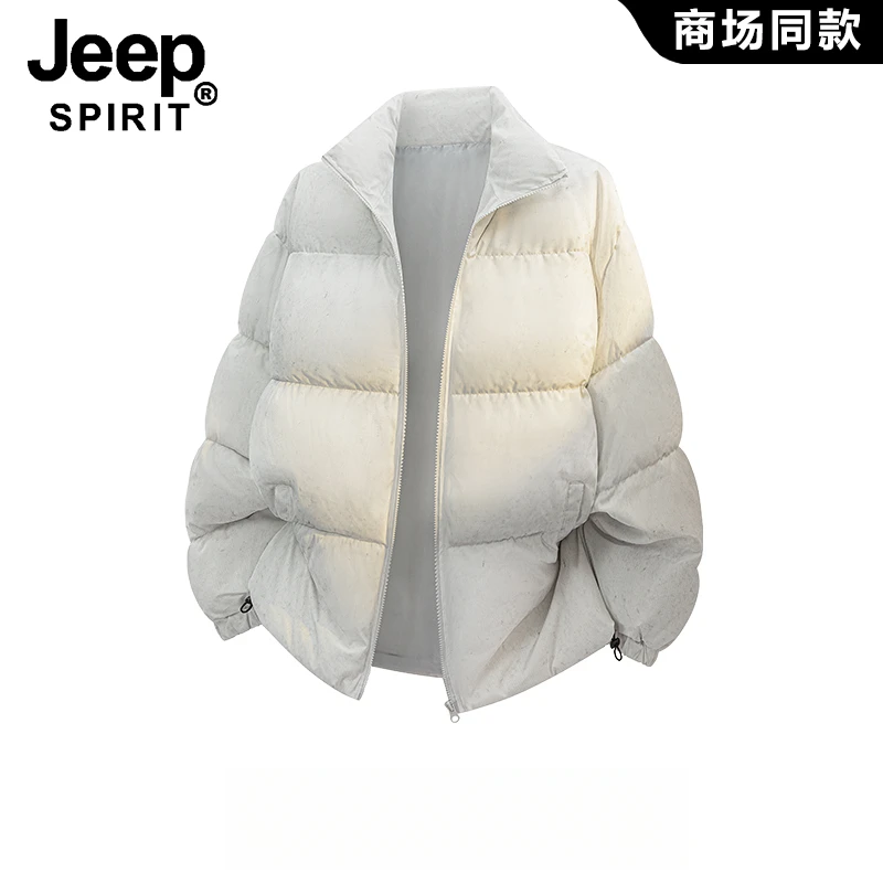 JEEPSPIRIT吉普立领棉衣男女冬季加厚保暖棉服宽松情侣防寒面包服