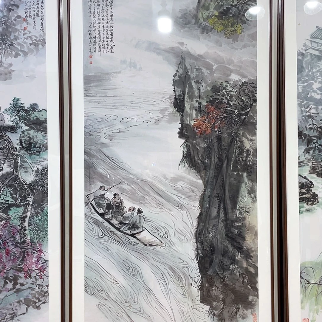 用***8国画手绘画作品带框80/160