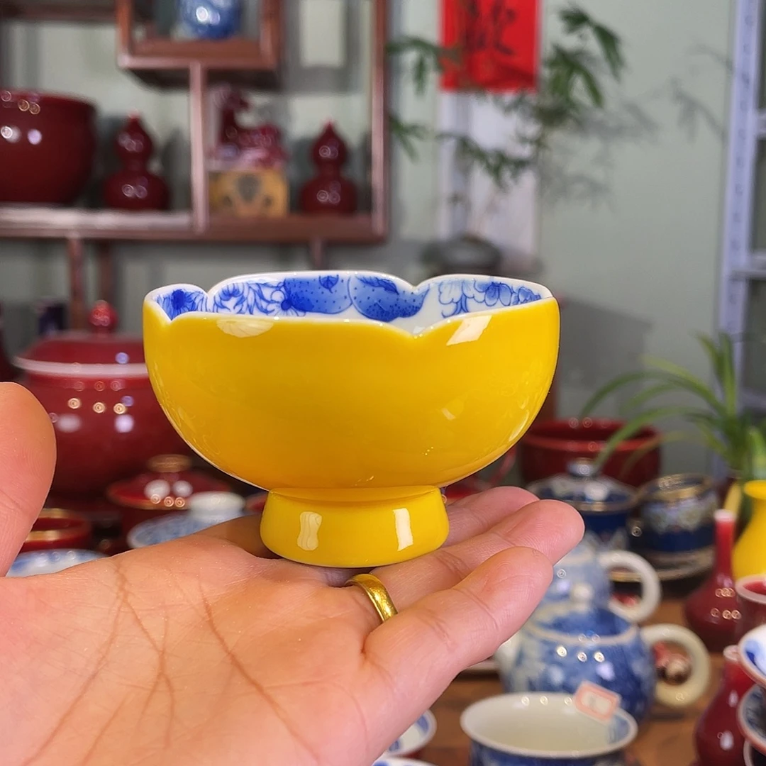 清欢雅玩原矿福利杯内绘花口杯