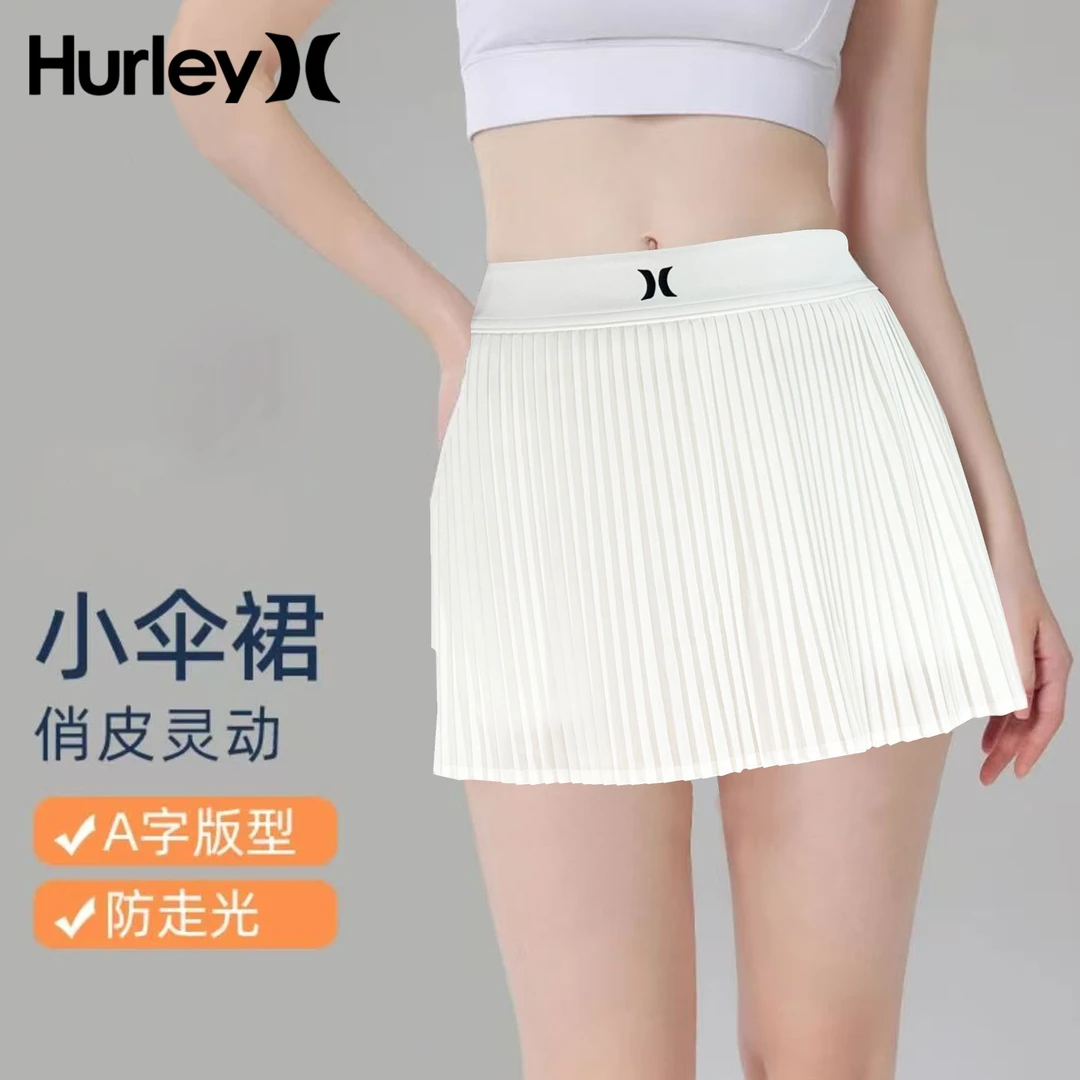Hurley2025薄款俏皮运动半身裙网球裙A字高腰百褶裙H725A031