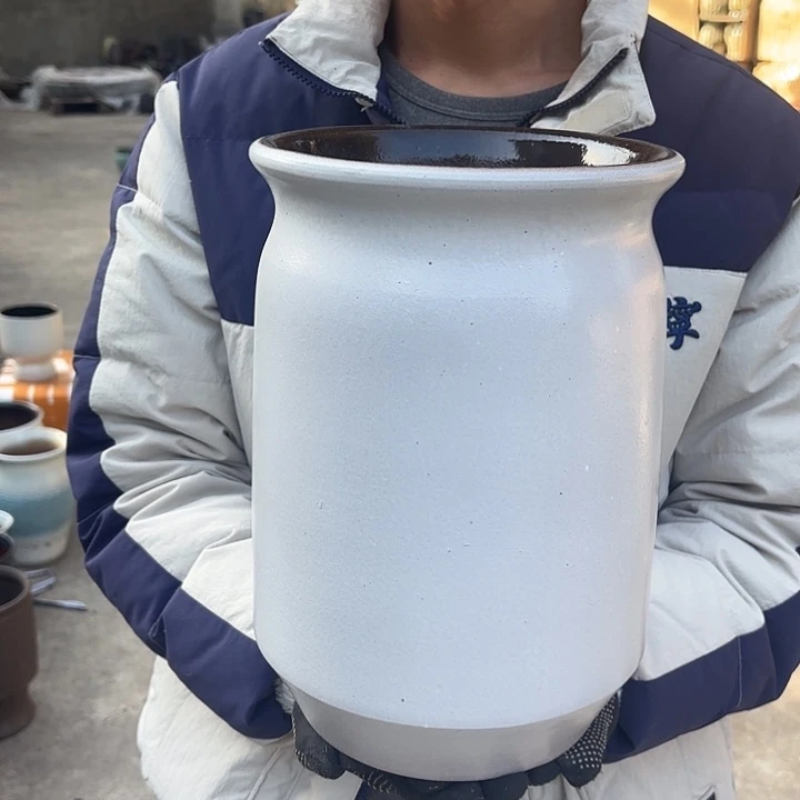 紫砂茶碗白直口径19高度29