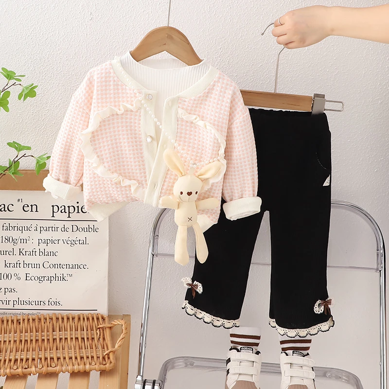 【拍一发四】小女孩春秋装2025新款童装洋气可爱小香风外套长裤