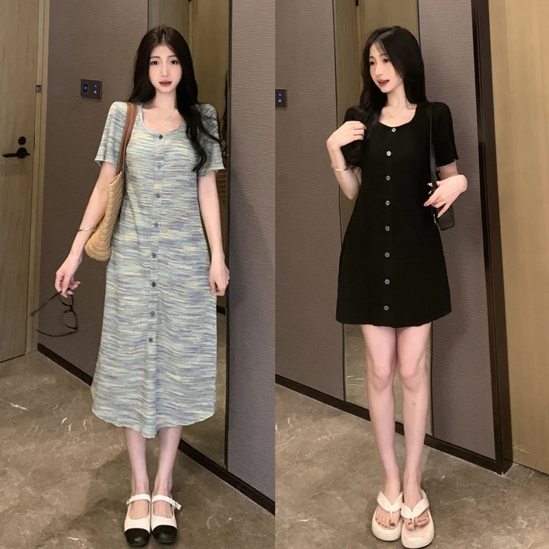 6175-大码微胖夏季新款显瘦连衣裙设计感小众气质裙子