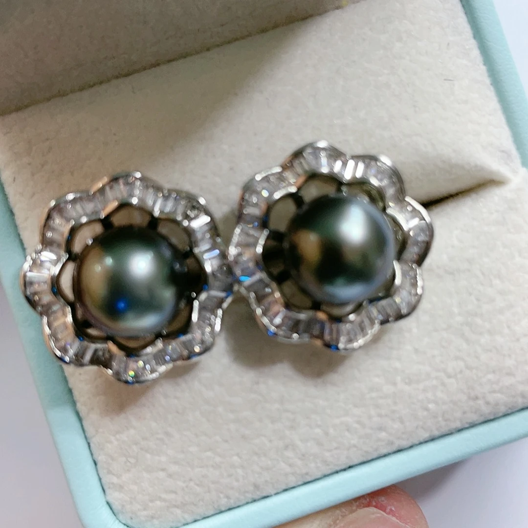 海水珍珠耳饰银S925镶嵌