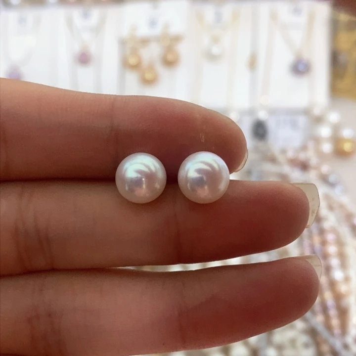 银S925镶嵌耳饰淡水珍珠