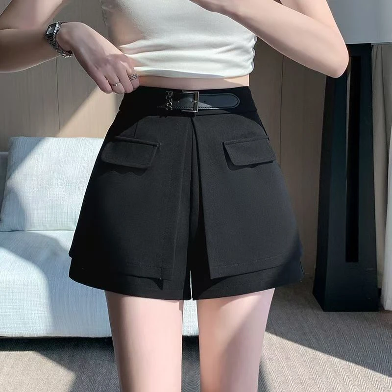 显瘦百搭高腰a字短裤女2025新款休闲时尚裙裤设计感不规则外穿