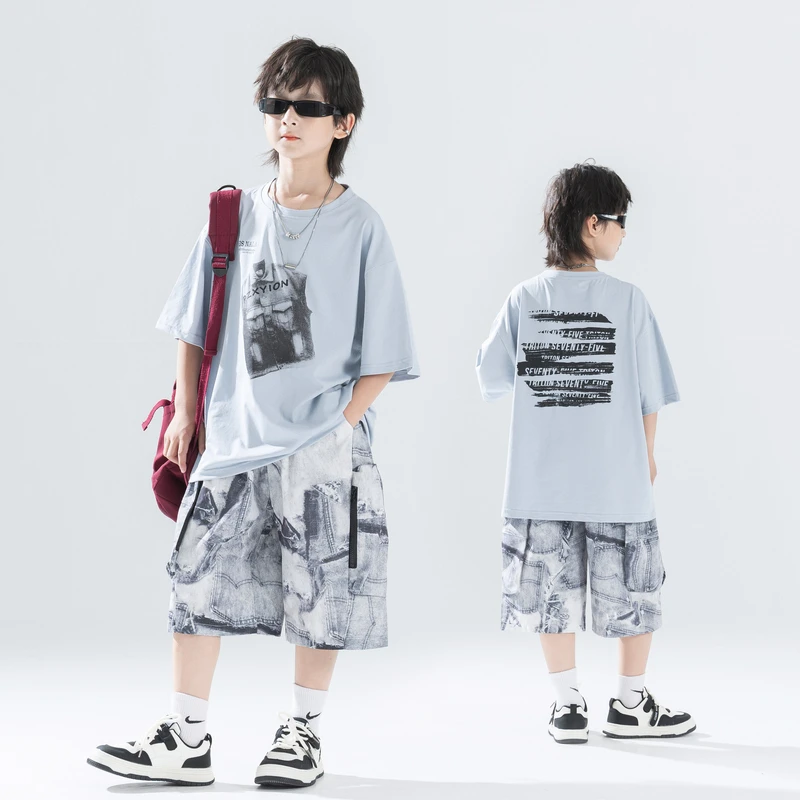 【休闲套装】儿童短袖套装夏季男童套装两件套夏装儿童外出服薄款