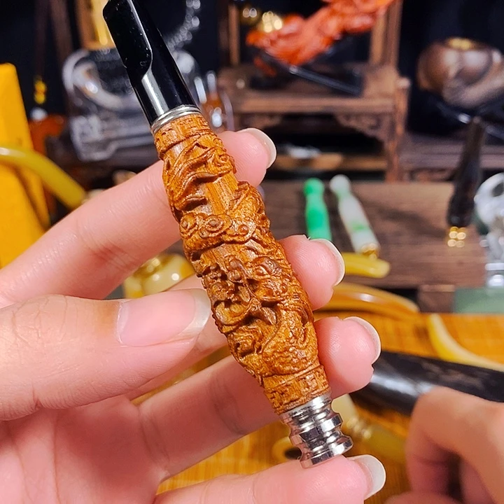 高端大气上档次金丝楠木烟嘴