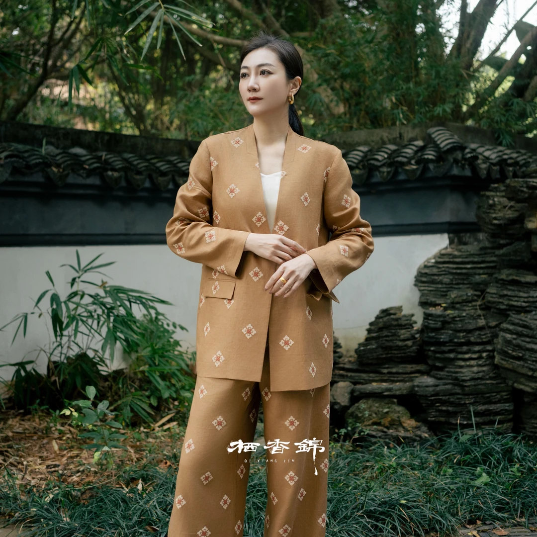 【栖香锦】  亚麻  设计师款 新中式  西装 上衣