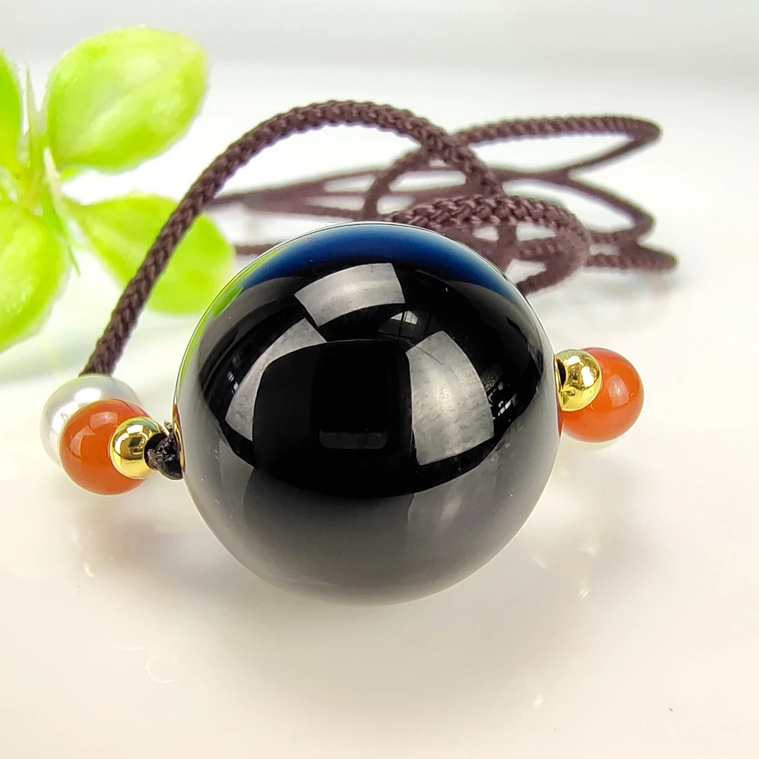 黑金单珠吊坠高品质黑玛瑙单珠吊坠挂件多样性发一