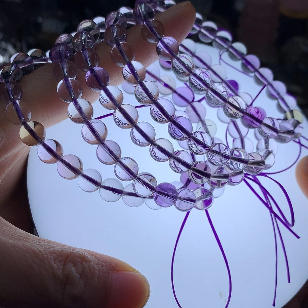 珠宝半成品水晶未镶嵌天然紫水晶手串随机发其一约8mm