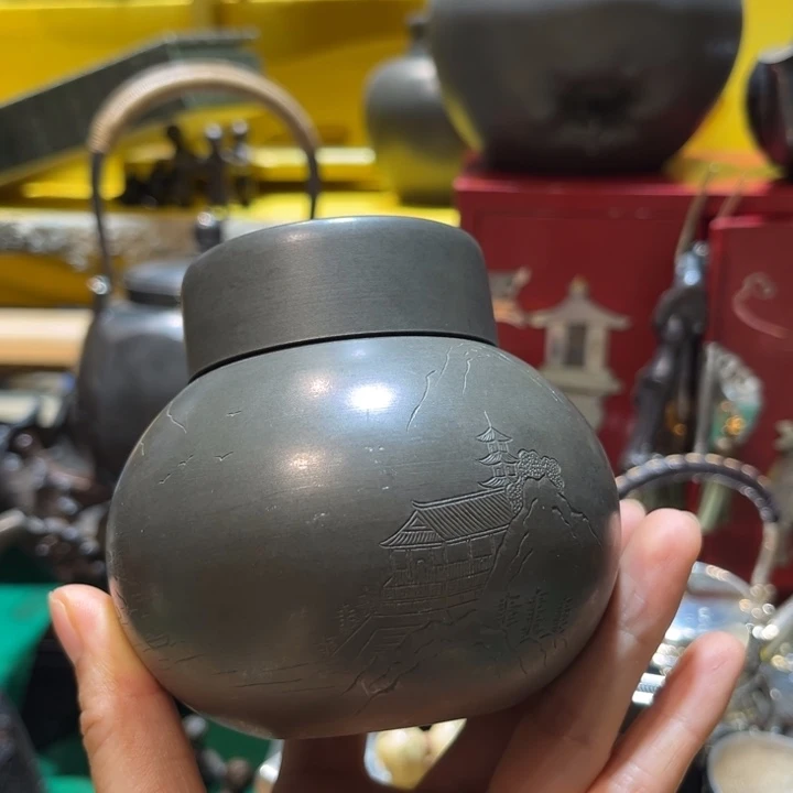 蜜安罐瓷香炉锡茶则