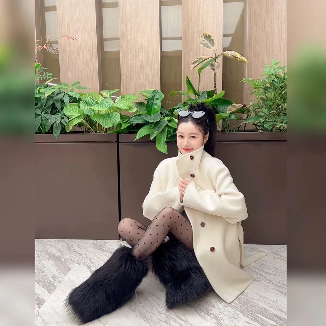 【Jing Jing】2025新款韩版高领宽松绵羊毛大衣外套3328JJ211