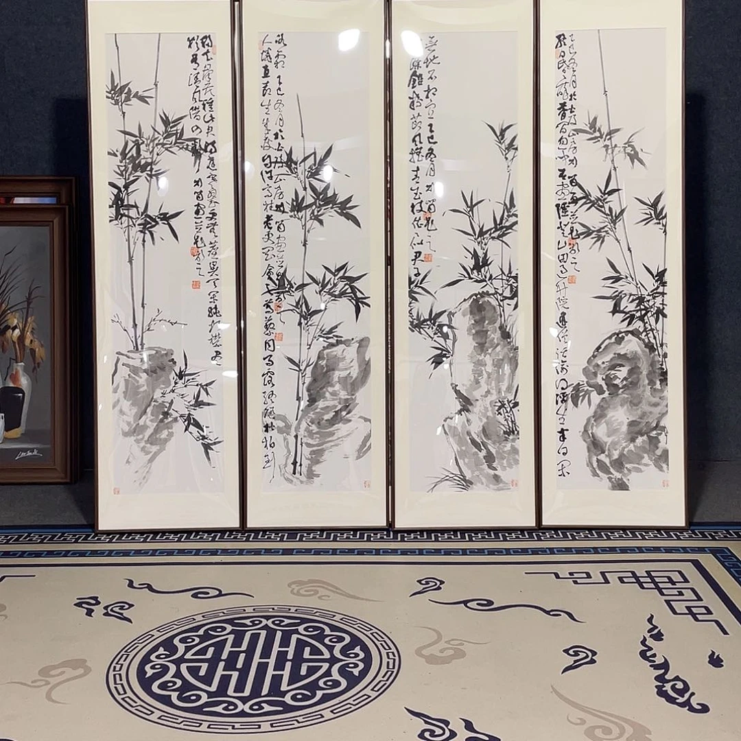 国画手绘画作品带框