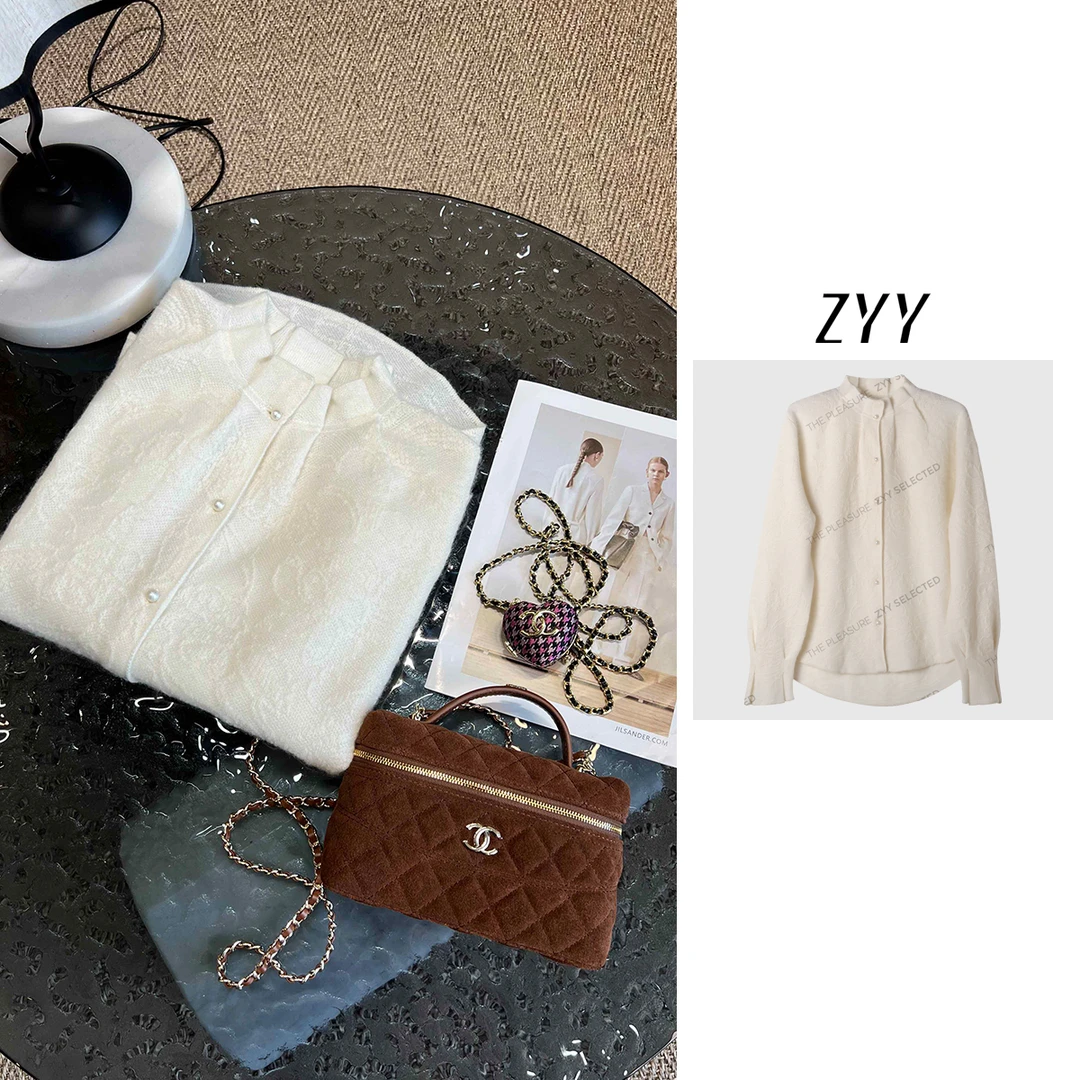 ZYY【罗勒清晨】2025S/S新品宽松弹力针织提花长袖衬衫X25QCS03678