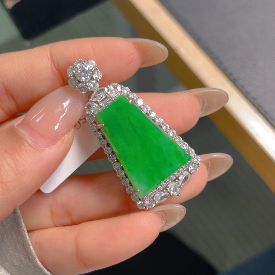 翡翠银S925镶嵌挂件